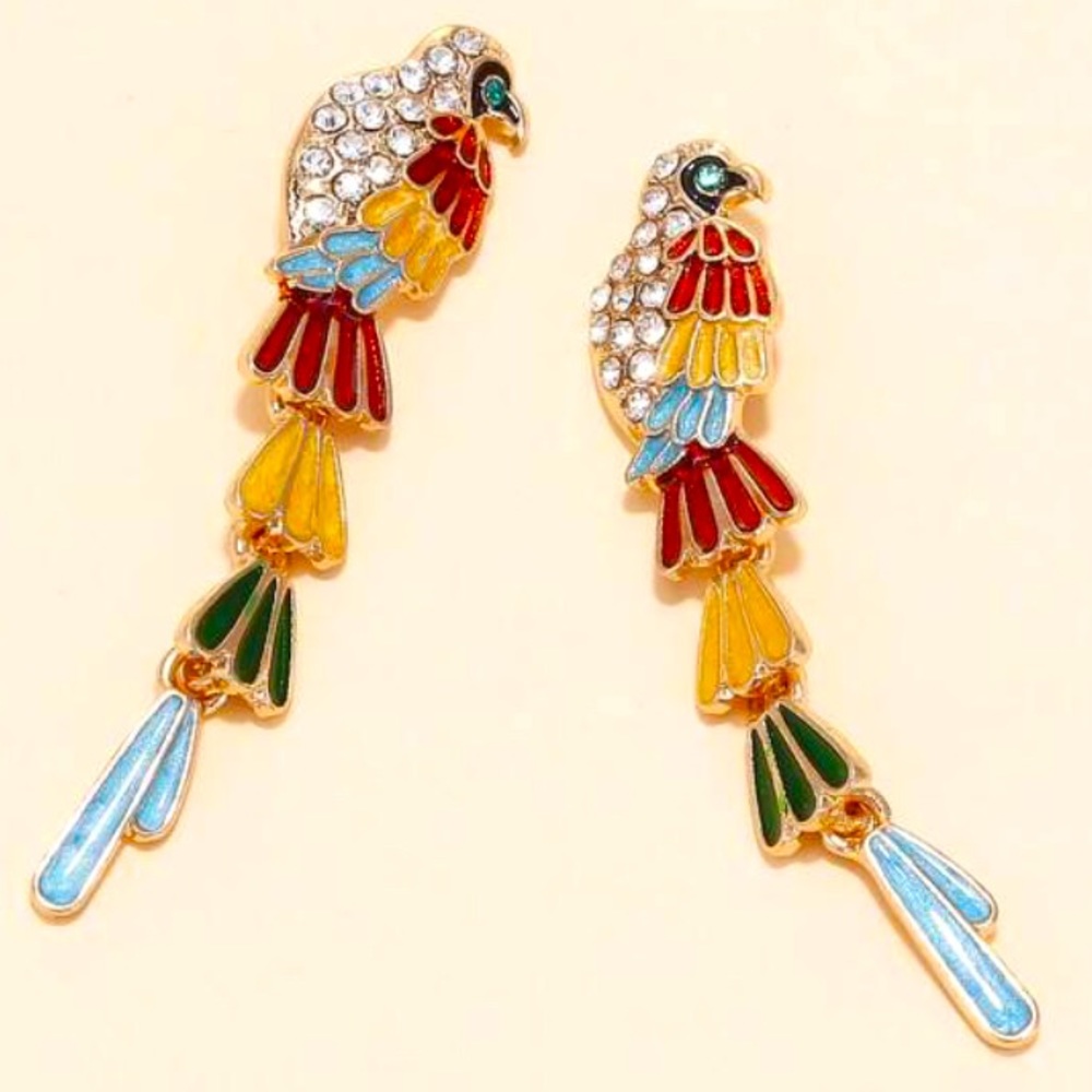 Cubic Zirconia Bird Dangle Earrings